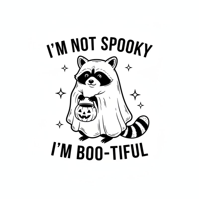 Cute Halloween Raccoon Ghost Art