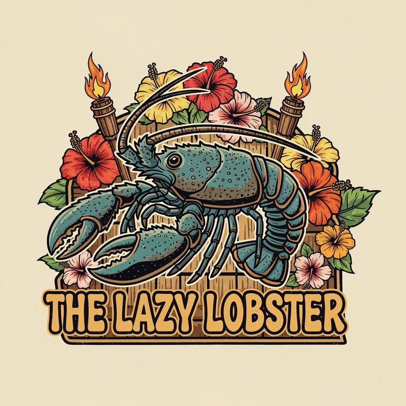 Tiki-Style Lazy Lobster Logo