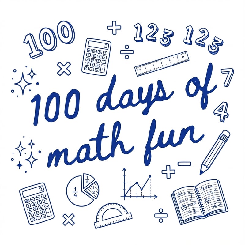 100 Days of Math Fun Line Art