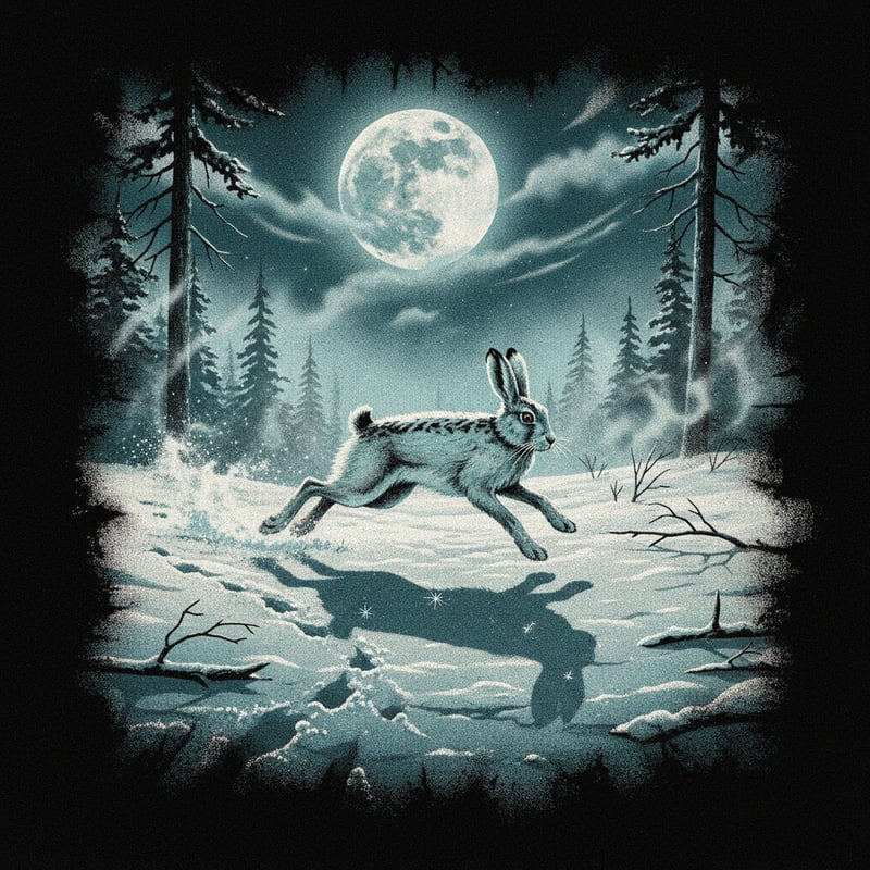 Vintage 1990s Snowshoe Hare Art