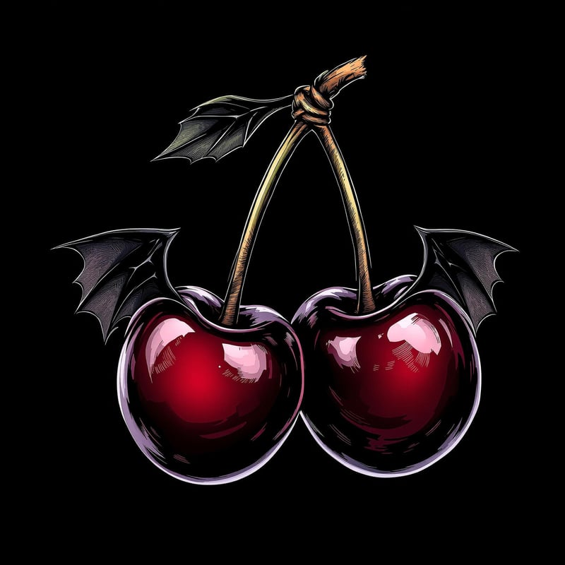Gothic Cherry Design with Wings