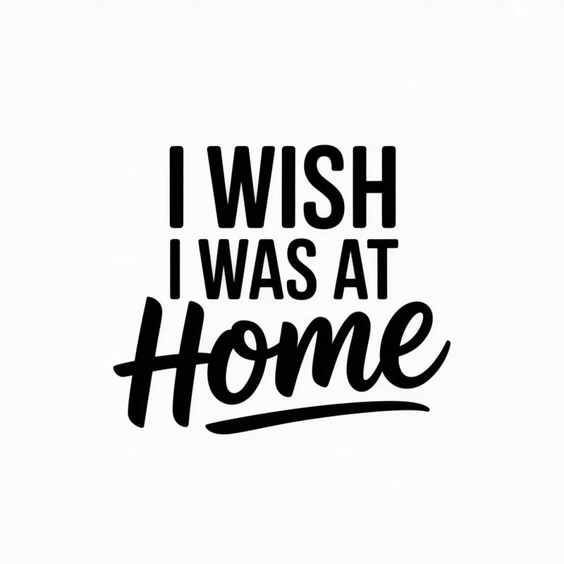 Minimalist 'I Wish I Was at Home' Quote