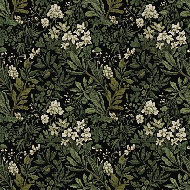 Dark Botanical Floral Pattern