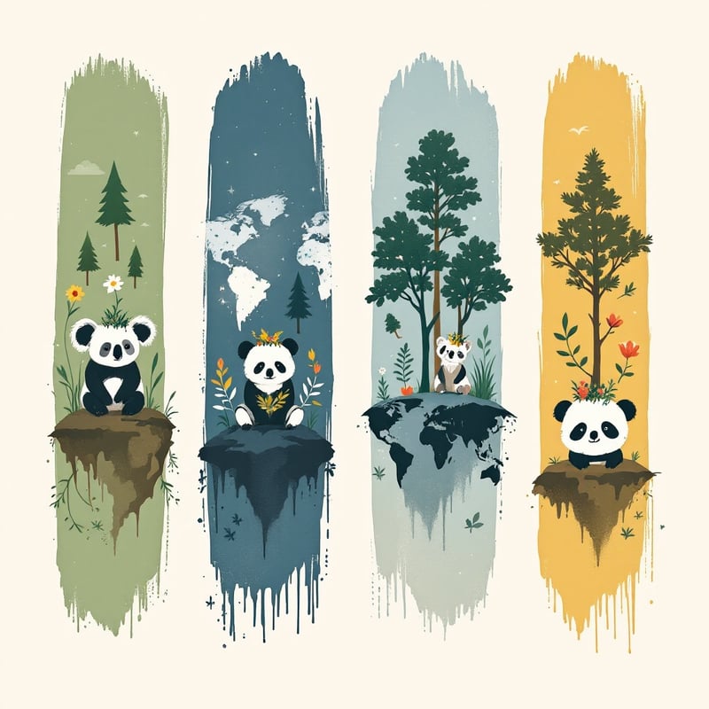 Earth Day Koalas and Pandas Art