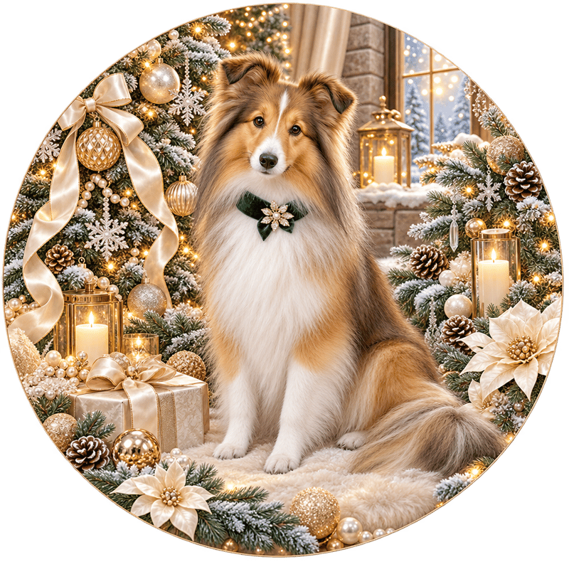 Sable Shetland Sheepdog Christmas PNG