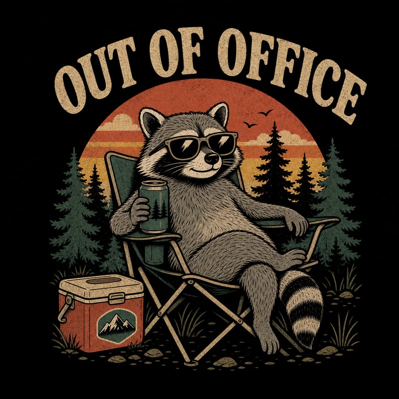 Retro Raccoon Out of Office Tee