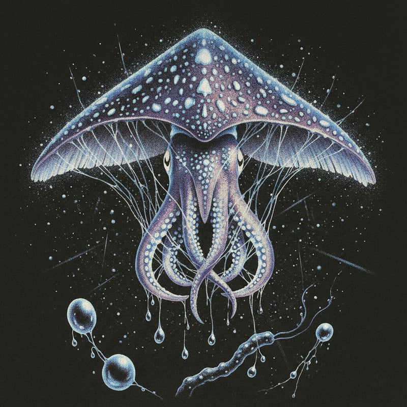 Vintage 1990s Deep-Sea Vampire Squid Art