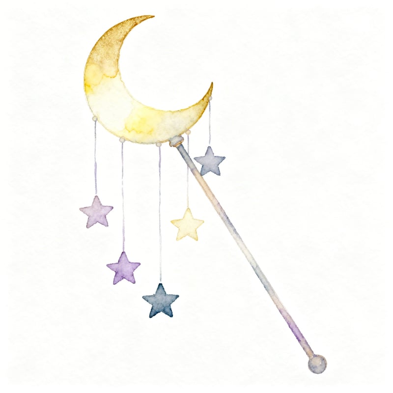 Moon-shaped Wand with Dangling Stars