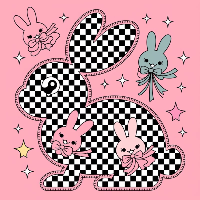 Retro Kawaii Bunny Outline