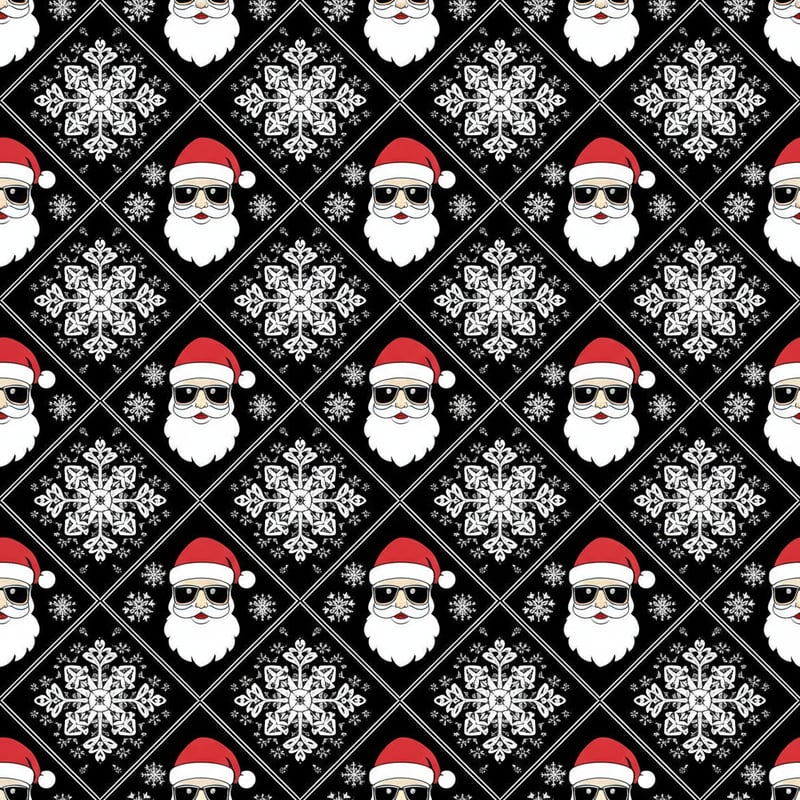 Cool Santa Pattern with Snowflakes