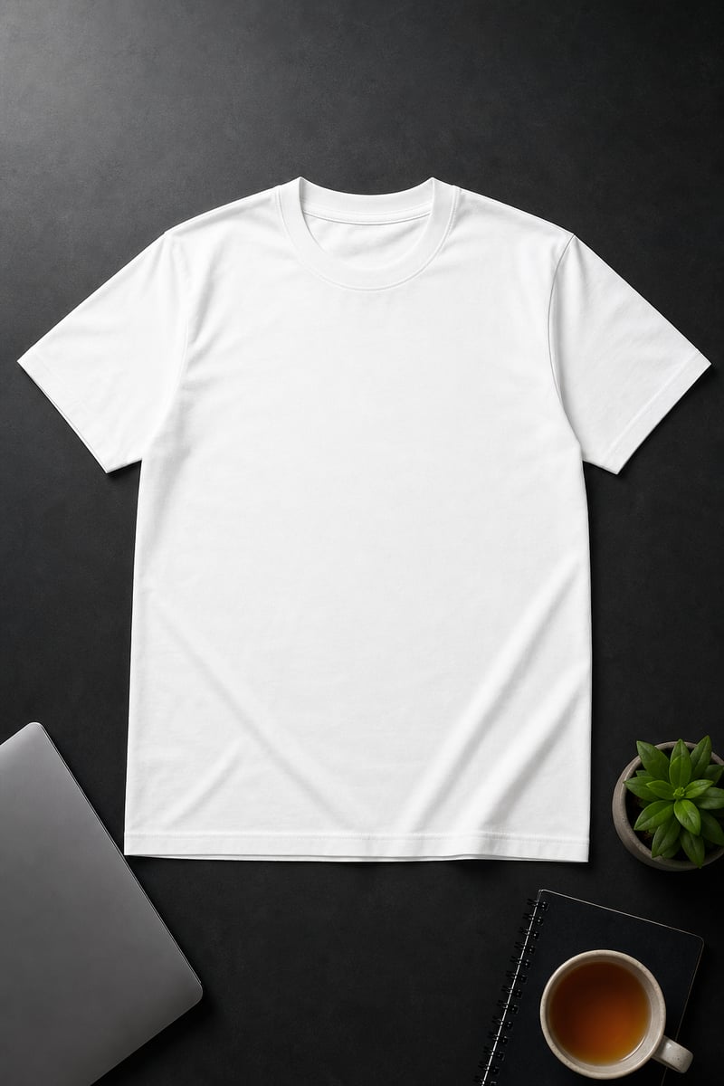 Blank White T-Shirt Mockup Flat Lay