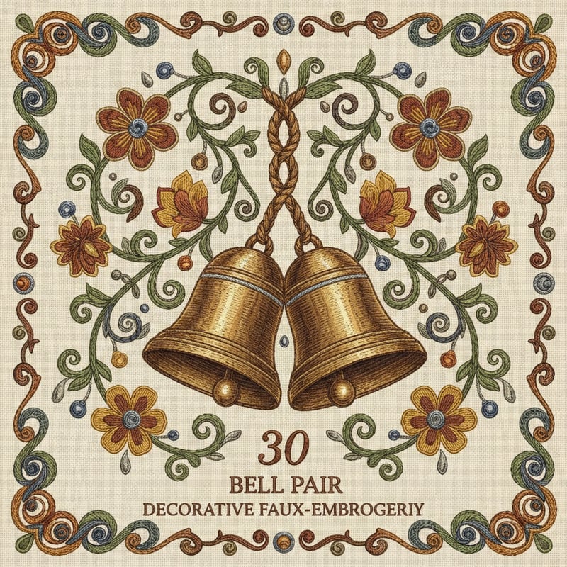 Bell Pair Faux-Embroidery Illustration