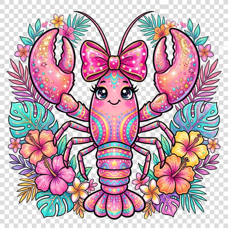 Cute Pink Lobster Illustration