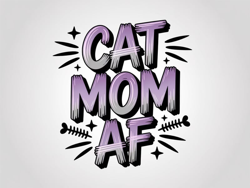 Cat Mom AF Bold Brush Design