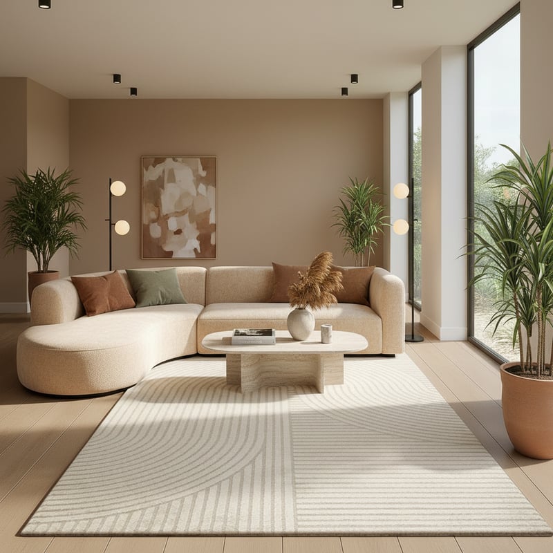 Contemporary Lounge with Geometric Rug