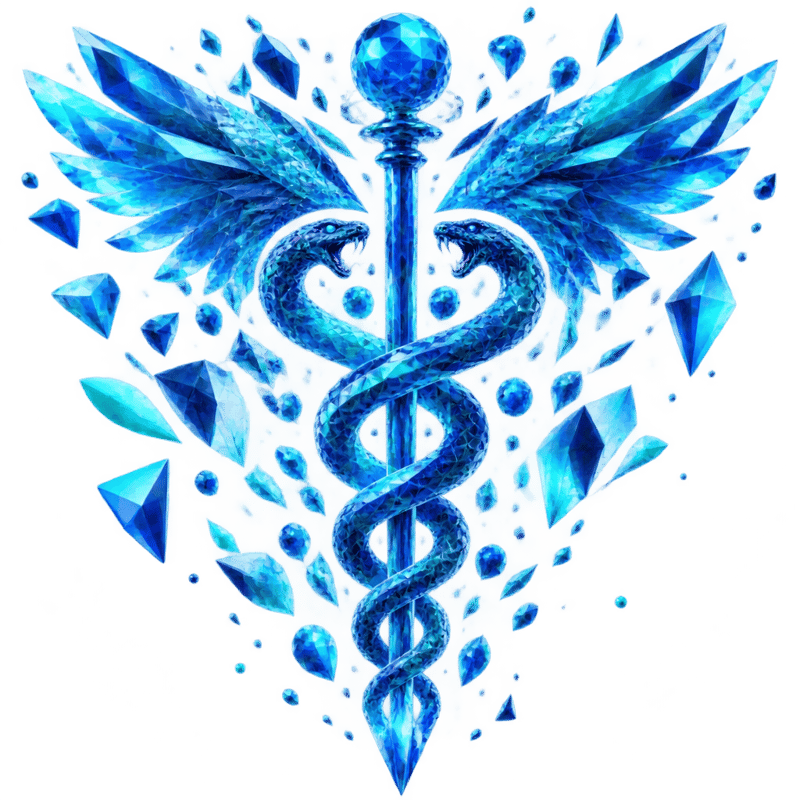 Abstract Shattered Low Poly Caduceus