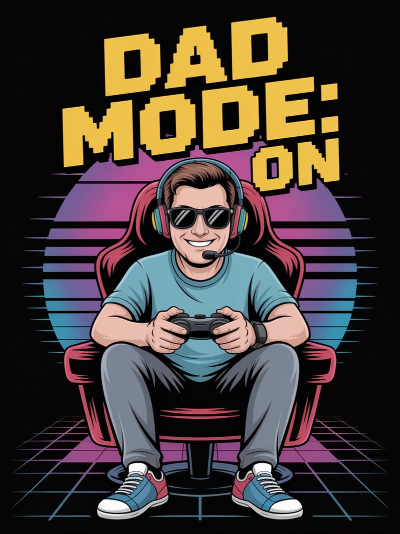 Cartoon Dad in Gamer Chair