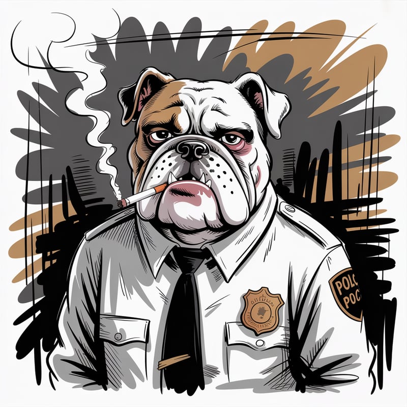 Dog in Police Uniform Sketch