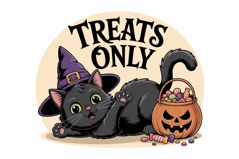 Cute Halloween Black Cat Scene