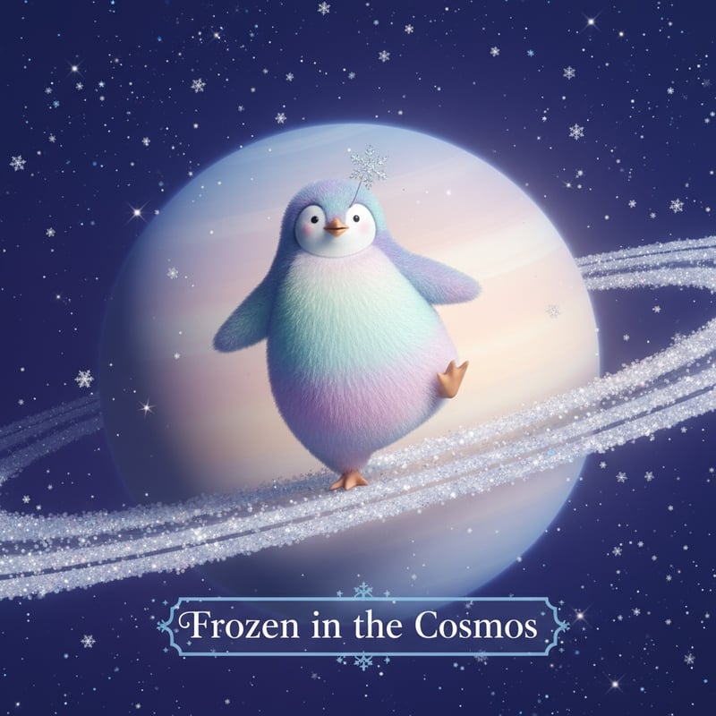 Pastel Penguin on Saturn's Rings
