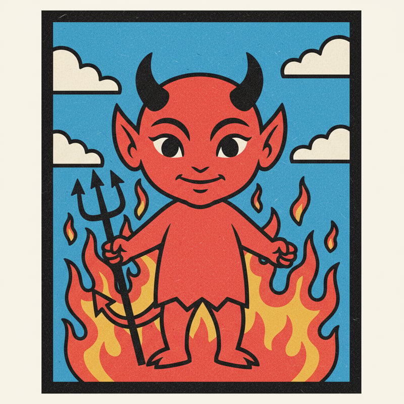 Mexican Lotería Red Devil Illustration