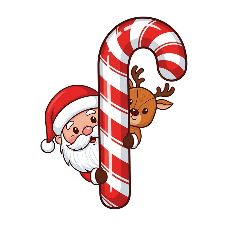 Santa and Reindeer Candy Cane Peek