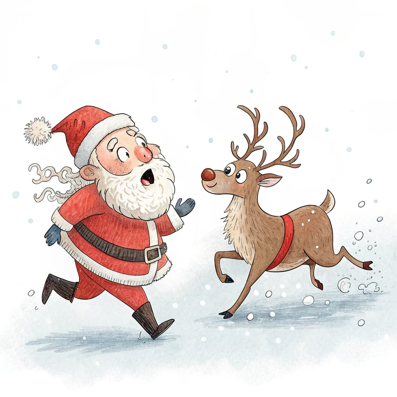 Watercolor Santa and Reindeer Illustration