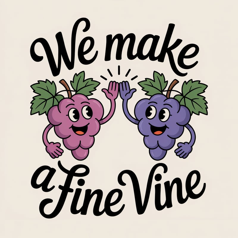 Grape Friends High-Fiving Illustration