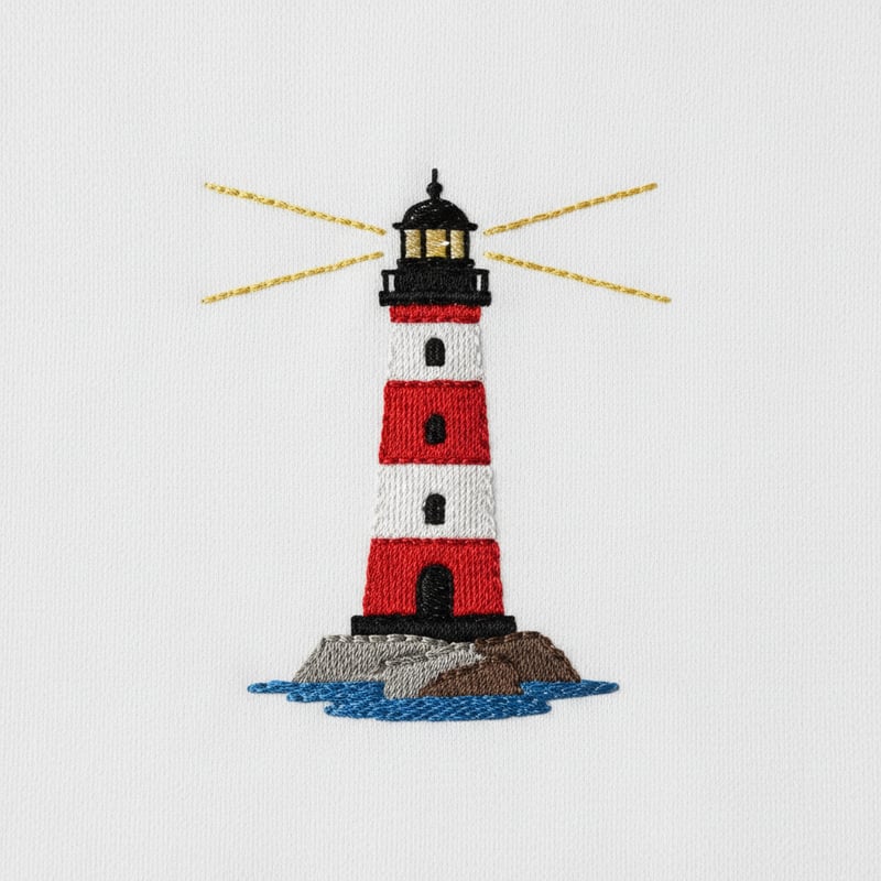 Realistic Lighthouse Embroidery Design