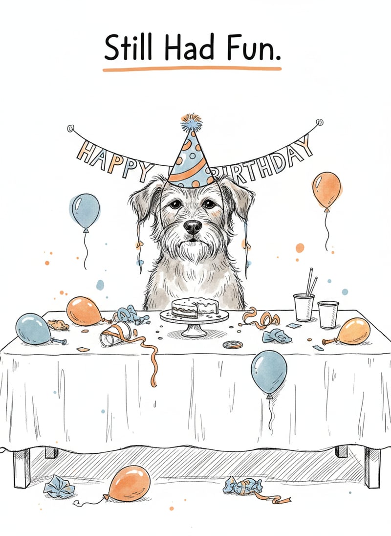 Dog Wearing Party Hat Sketch