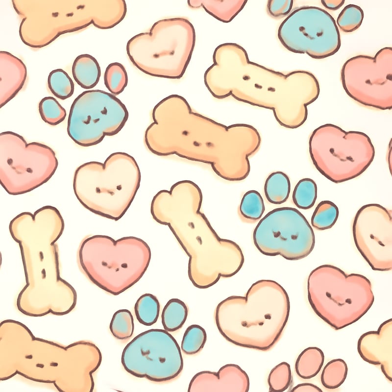 Kawaii Pastel Dog Treat Pattern