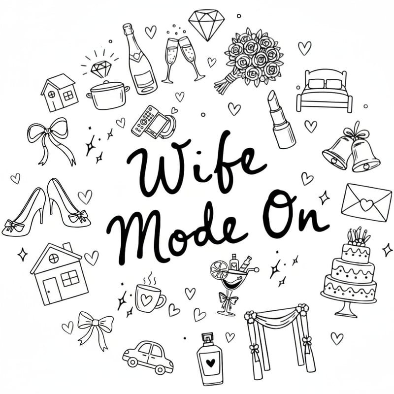 Wife Mode On Hand-Drawn Doodle Design