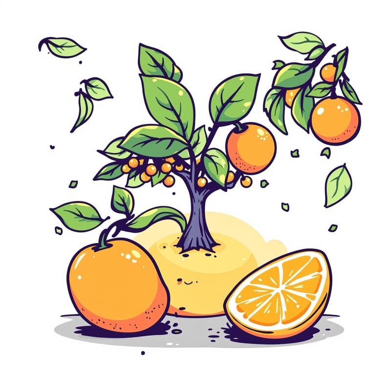 Kawaii Orange Citrus Grove T-Shirt Design