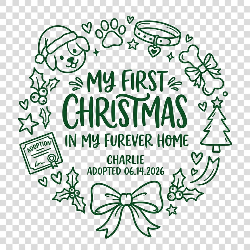 Hand-drawn Rescue Pet Christmas Design