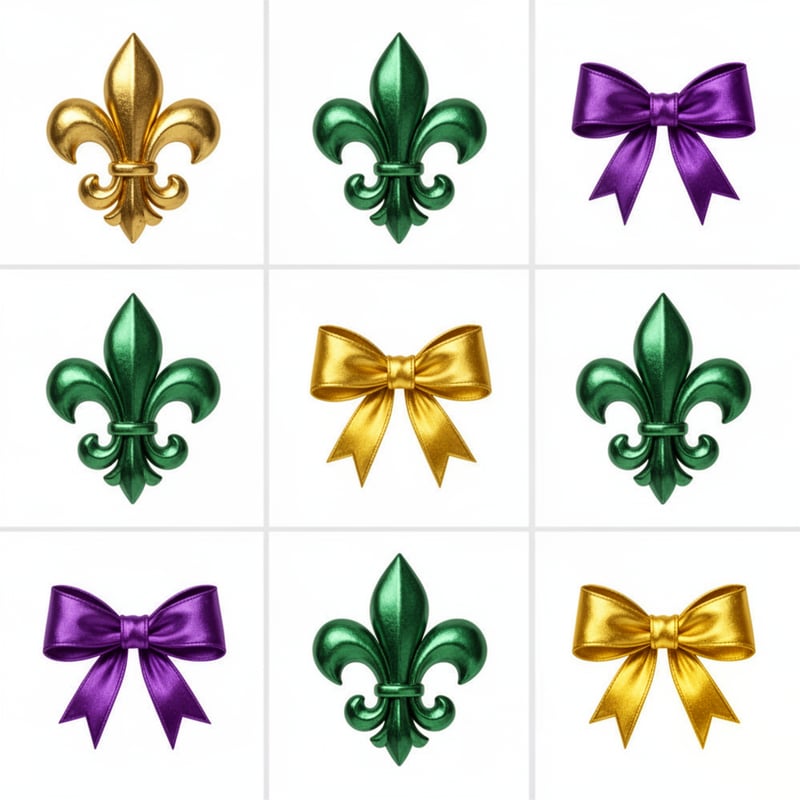 Purple and Gold Fleur-de-lis Grid