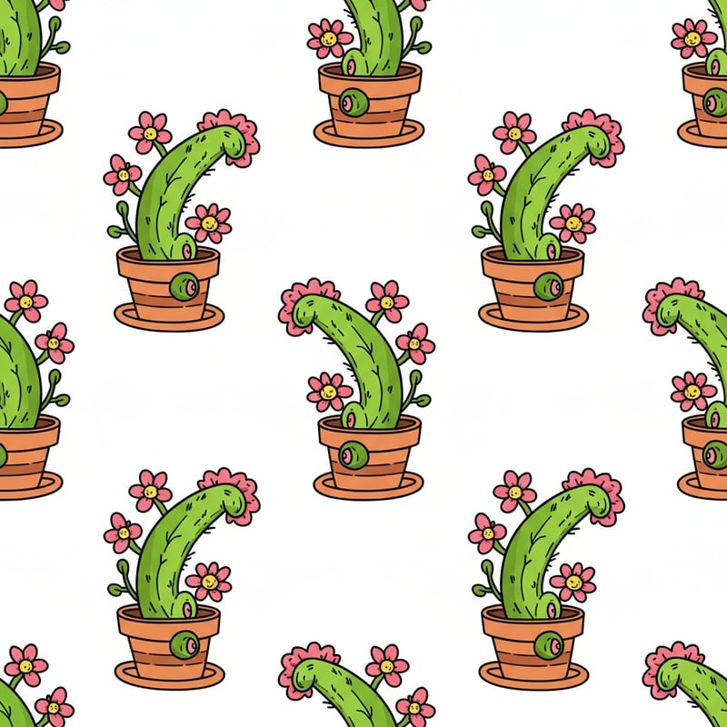 Humorous Cartoon Cacti Pattern