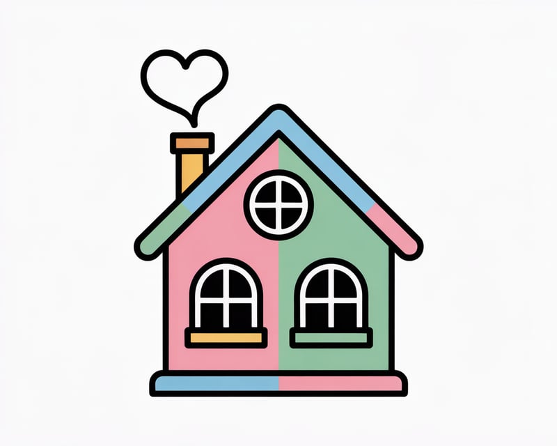 House with Heart Smoke Illustration