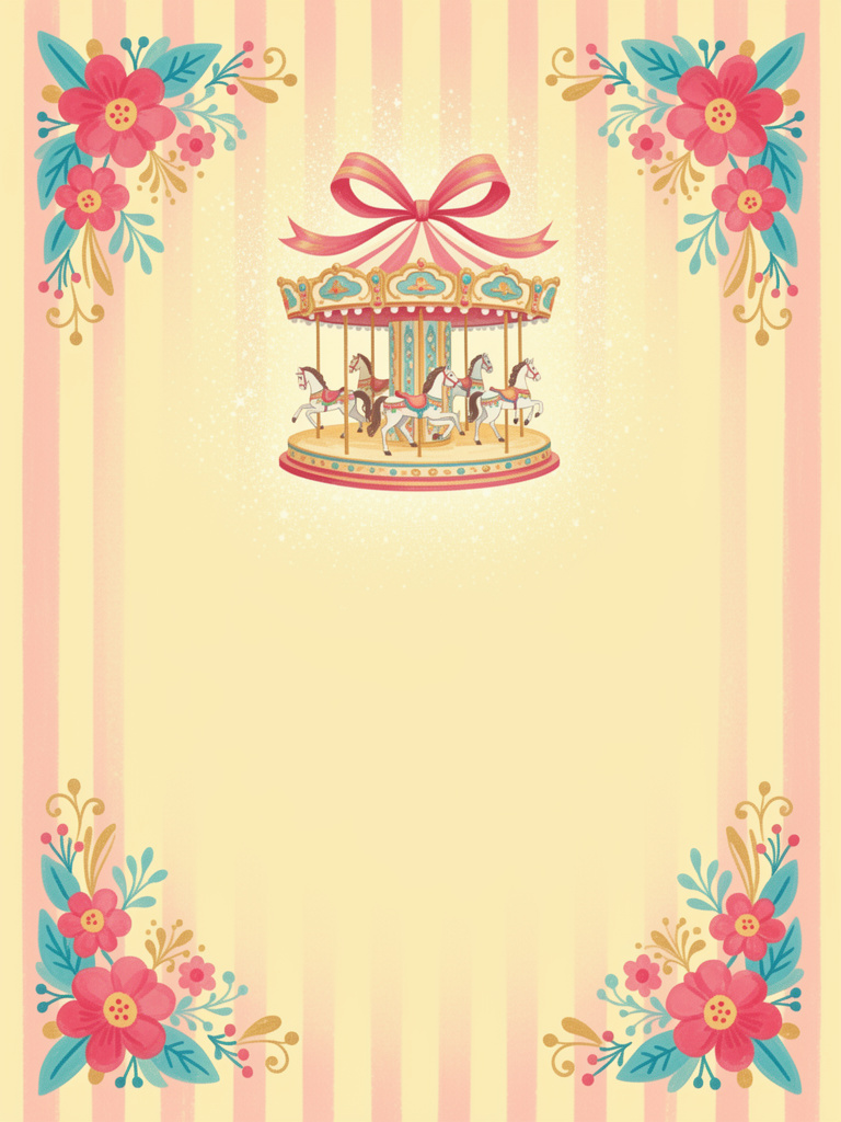 Retro Mid-Century Carousel Illustration