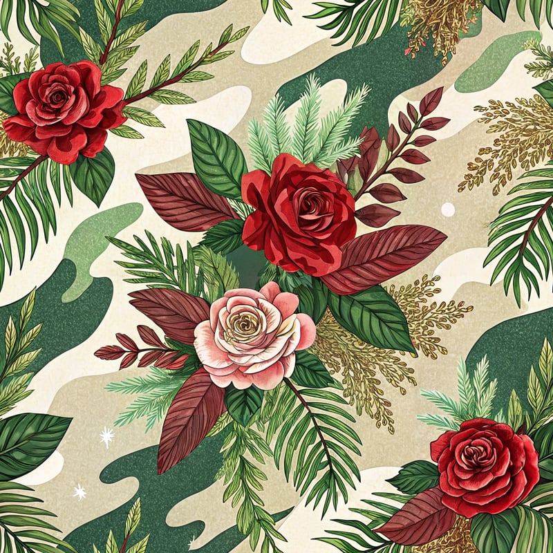 Cherry Red & Lime Green Camo Pattern