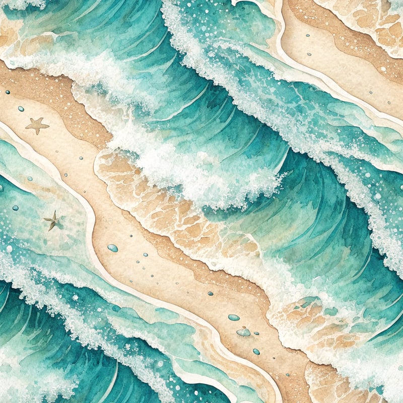 Watercolor Ocean Waves Pattern