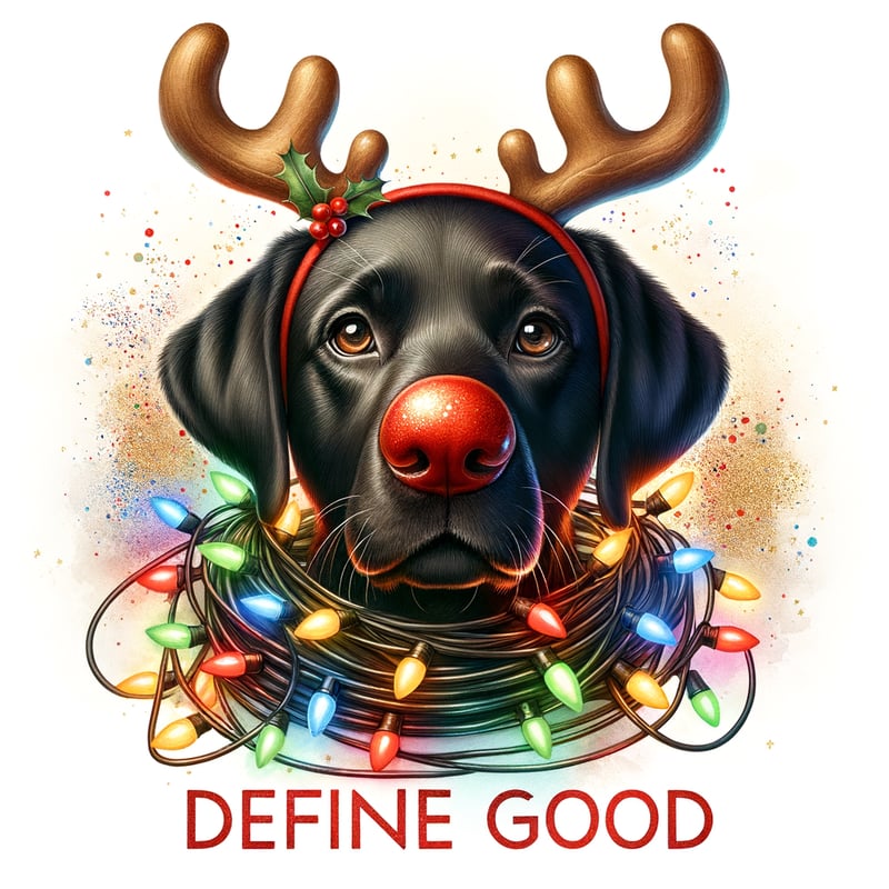 Festive Watercolor Black Labrador Dog