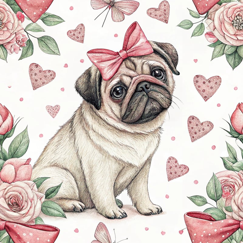 Adorable Pug with Coquette Style