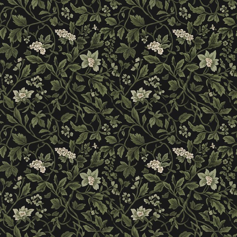 Dark Botanical Floral Pattern