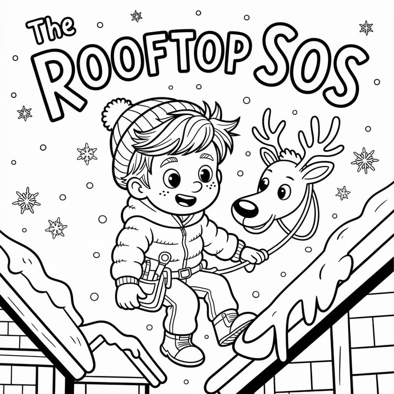 Whimsical Snowy Kids Coloring Page