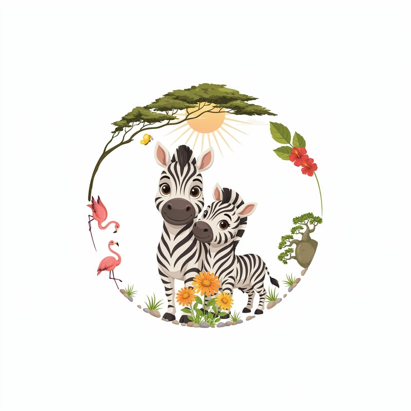 Elegant Central Zebras in Vibrant Scene