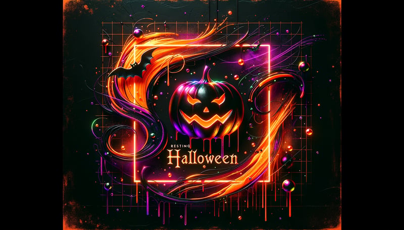 Neon Pumpkin Halloween Background