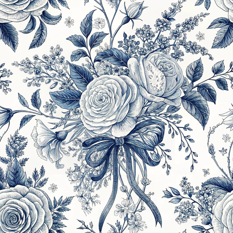 Vintage Blue Toile de Jouy Tumbler Wrap