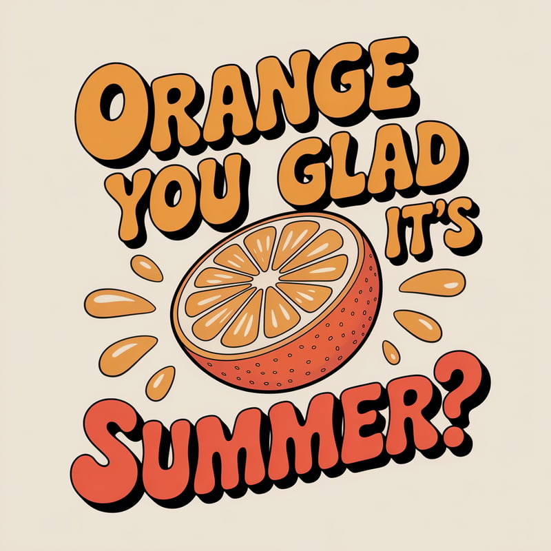 Juicy Orange Slice with Retro Summer Text