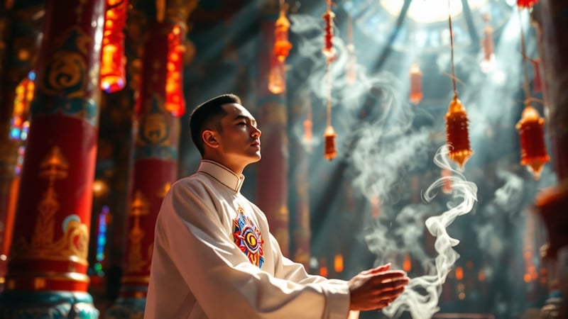 Cao Dai Ceremony at Tay Ninh Temple