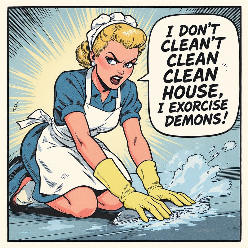 1950s Pop-Art Housewife Cleaning